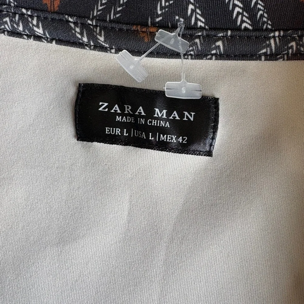 Zara Man Men's Large‎ Diamond Pattern Full Zip Lightweight Track Jacket Rare